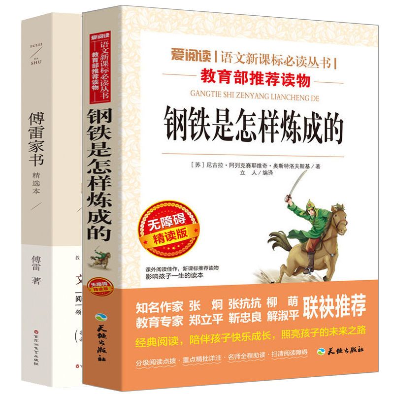 钢铁是怎样炼成的和傅雷家书 初中 原著完整版原版八年级初中 傅雷家书：精选本 无规格