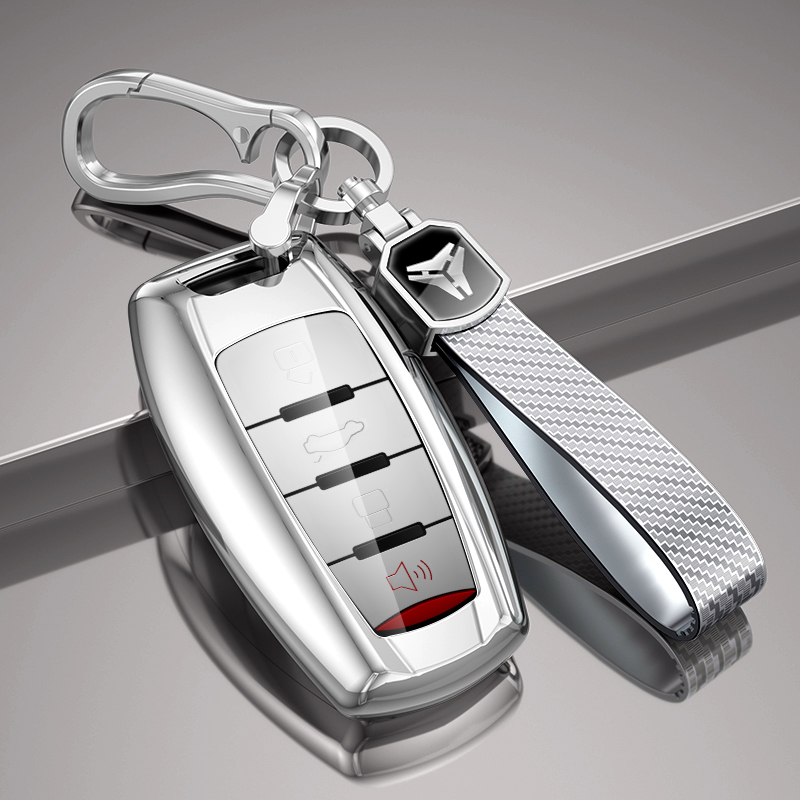 哈弗h6钥匙套f7h9壳大狗m6初恋欧拉黑猫白猫包扣定制 b款绅士银 绳扣