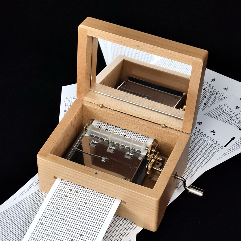 纸带八音盒   黄铜齿轮韵机芯30音手摇纸带diy自制曲音乐盒八音盒情侣