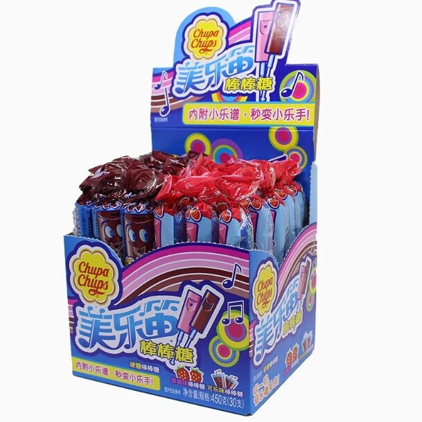棒棒糖美乐笛口哨糖棒棒糖音乐休闲糖果 15g*30支【草莓 可乐】整盒