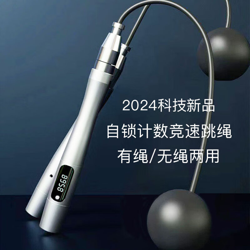 FEEBO跳绳计数无绳自锁专业双轴承可调成人健身中小学生竞速运动钢丝绳 自锁双轴承充电计数-FJ6127红色