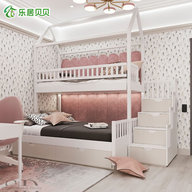 乐居贝贝公主城堡床上下床高低床双层床个性创意床 图片色 城堡床