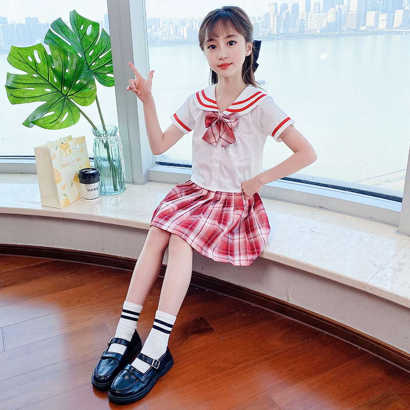 奥若文儿1童jk制服套装霸气夏天5—10装网红中大童小学生jk制服潮