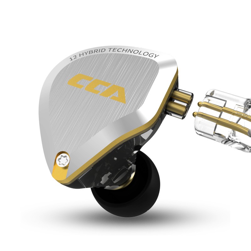CCA C12圈铁耳机十二单元动铁发烧级HIFI入耳式高音质降噪重低音乐运动跑步电脑手机游戏吃鸡耳塞 琥珀金【3.5mm圆孔 带麦款】