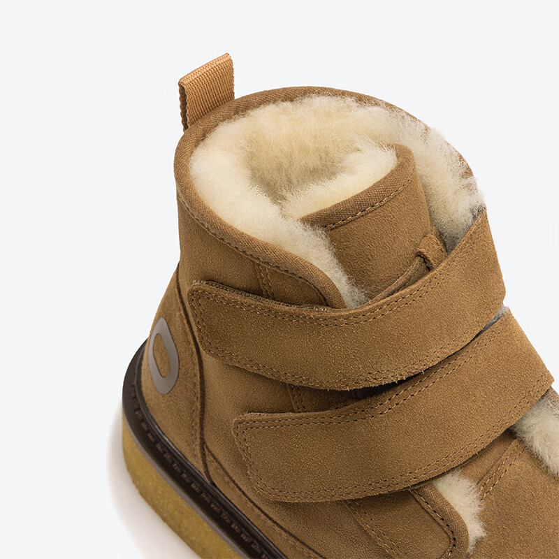 OETZI冰人奥兹 雪地靴女冬季皮毛一体厚底棉鞋魔术贴保暖中筒靴 棕色T24340944 37