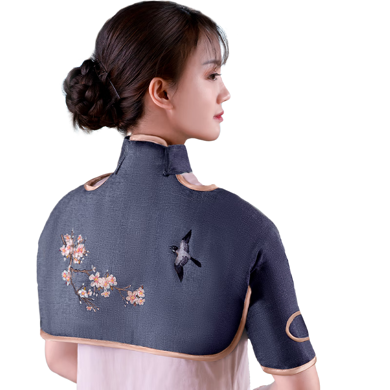 裕健肩頸熱敷電熱護肩熱敷袋理療袋中藥艾灸絨鹽袋海鹽熱敷包肩膀粗鹽 【藥鹽+艾絨 兩種內膽】藍色·可水洗·終身換鹽