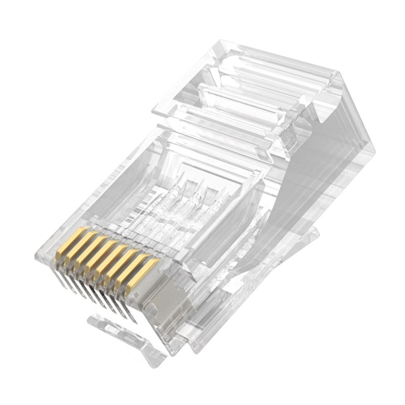 秋葉原（CHOSEAL） 六類水晶頭 6類RJ45千兆工程級水晶頭 Cat6水晶頭 8P電腦網(wǎng)線接頭 六類水晶頭非屏蔽 100個