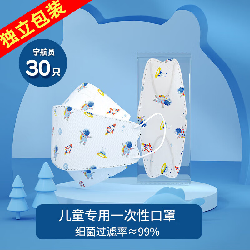 独立包装小孩学生专用口罩0-6岁6-12岁兔子柳叶型口罩gb/t38880-2020
