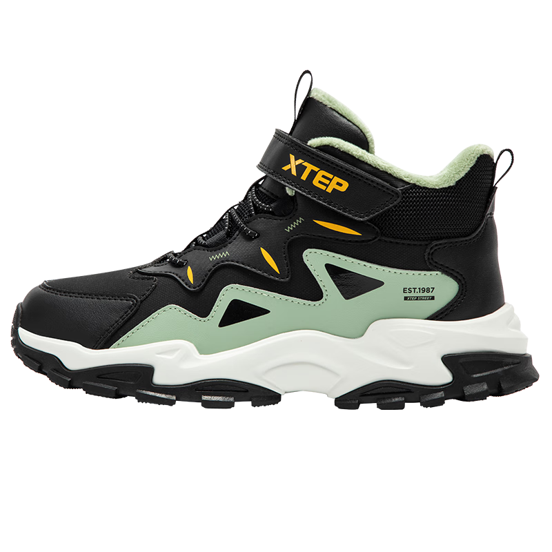 特步童鞋儿童棉鞋中大童男童棉鞋加棉加厚运动休闲保暖鞋子 深邃蓝/阴影灰 38