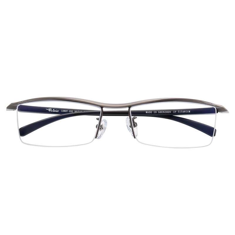 普莱斯（pulais）近视眼镜架男士半框钛材质商务款2019黑色配平光防蓝光镜片