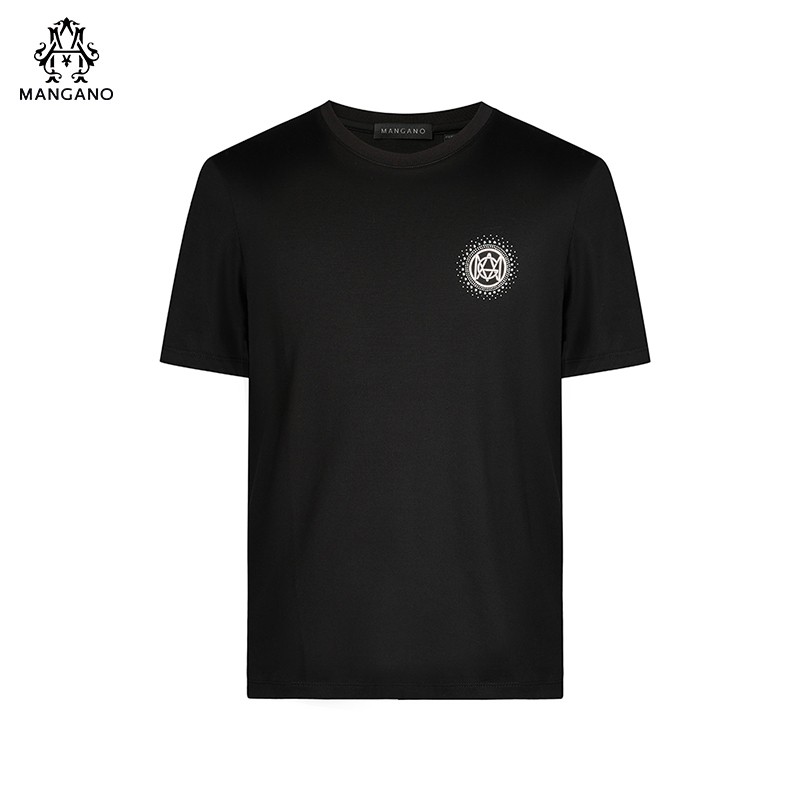 mangano曼加洛男装21夏季新款烫钻品牌logo短袖t恤男休闲简约男士t恤