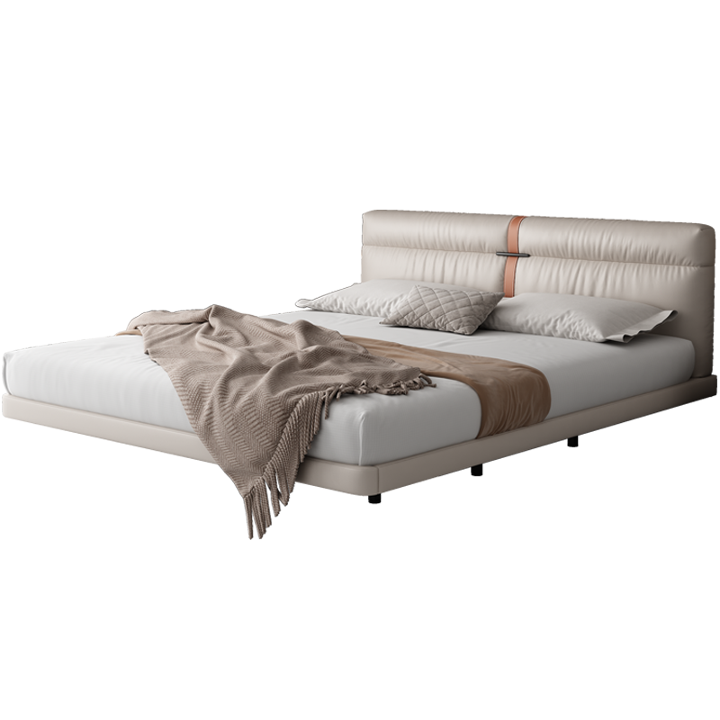 叶芝 悬浮床意式真皮床卧室实木双人床现代简约皮艺软包婚床 【纳帕皮头层真皮】单床