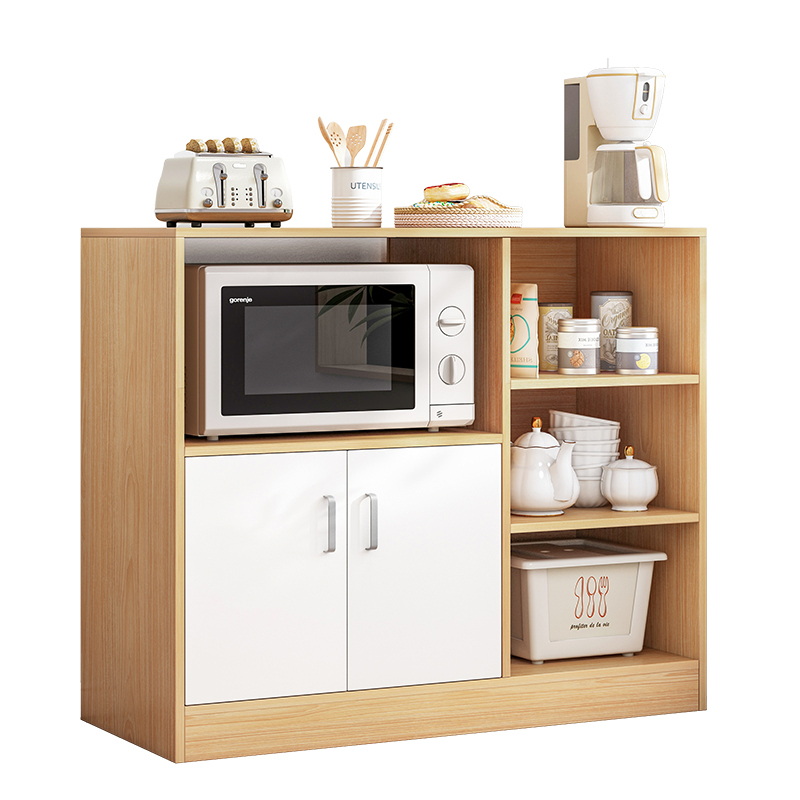 立太 餐边柜现代简约客厅靠墙家用多功能储物柜厨房茶水柜置物柜子 赛杉木+白门双门+双门四格