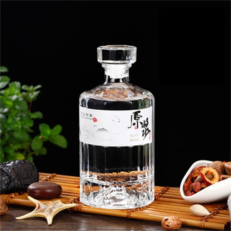 羽觞醉月高端酒瓶透明空酒瓶无铅透明玻璃瓶一斤装白酒瓶高档空瓶密封