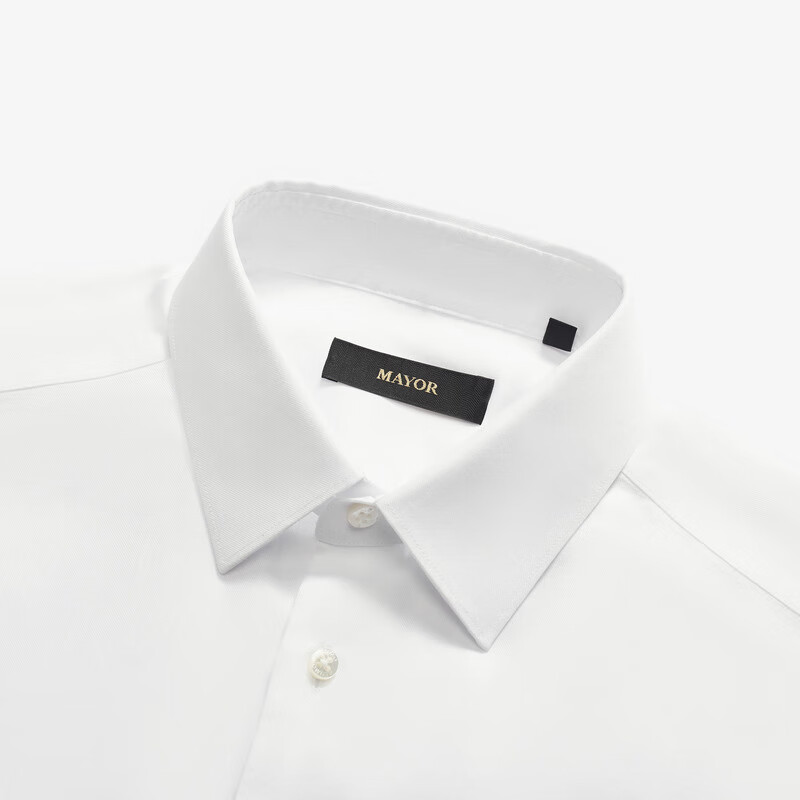 MAYOR男装 秋季ALBINI高支棉弹免熨白色细斜纹长袖男衬衫 漂白 38