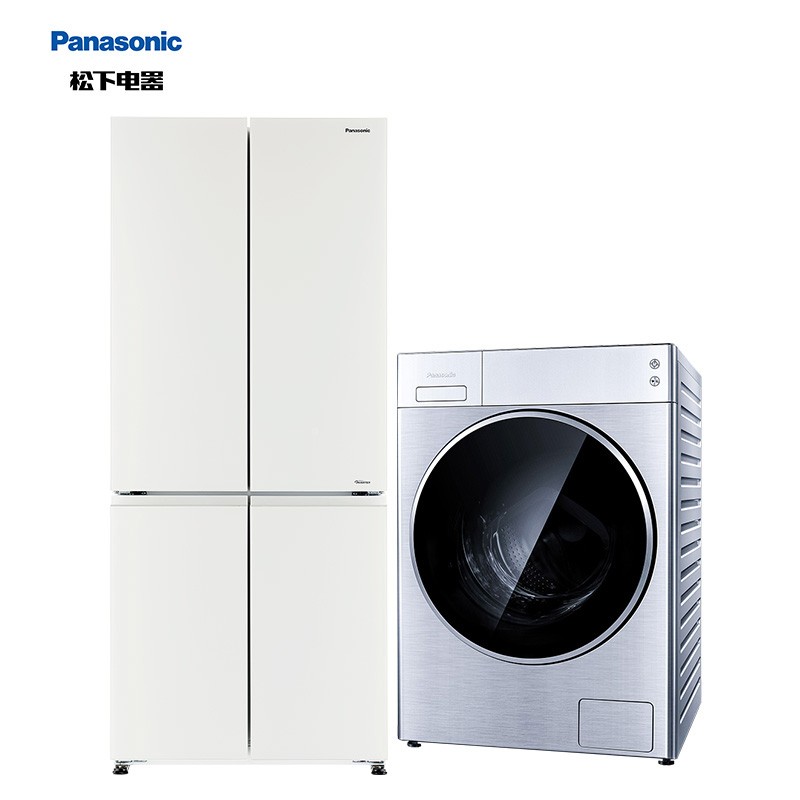 松下(Panasonic)NR-E49CG1-XW+XQG100-LD165 498升风冷 10公斤洗烘一体 冰洗套装（附件商品仅展示）