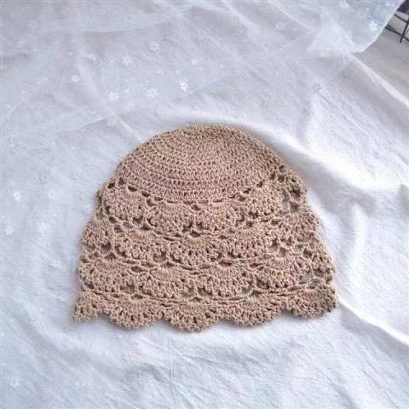 新品镂空帽帽子女春秋百搭韩版潮蕾丝镂空勾花编织抖音同款瓜皮针织