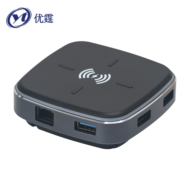 优霆 Type-C转HDMI扩展坞TF/SD读卡器USB3.0集线器Mac笔记本电脑4K投屏器无线充电9合1多功能HUB 专票套餐 Type-c扩展坞9合1