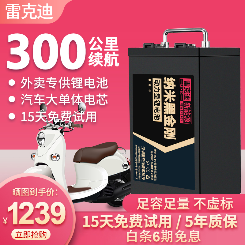 雷克迪电动车72v锂电池新国标48v60v伏外卖快递电动摩托三轮车电瓶32ah三元锂60ah铝电池 【两三轮通用】进口LG电芯60v60Ah配原装快充 【外卖款】+【保修五年】+【足容足量不虚标】