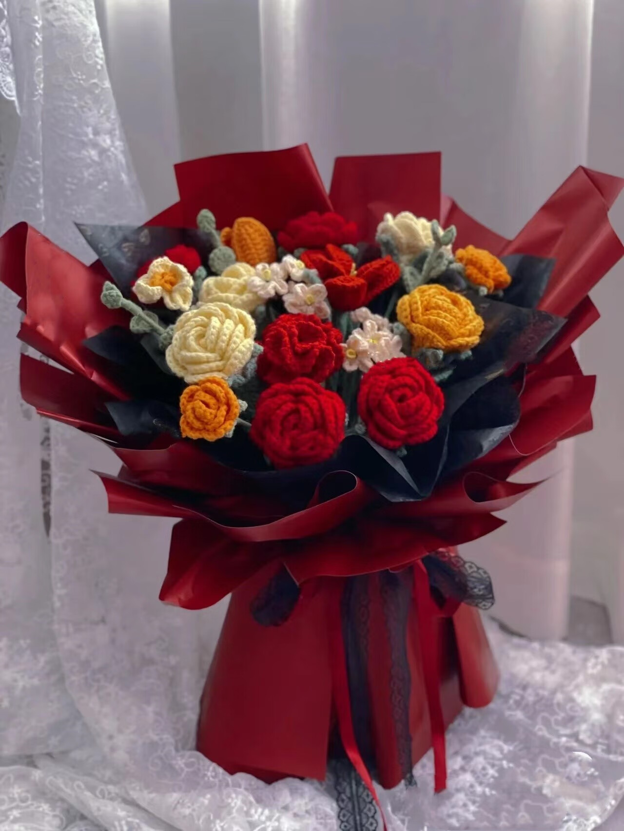 红色玫瑰花束【材料包】 含工具 教程