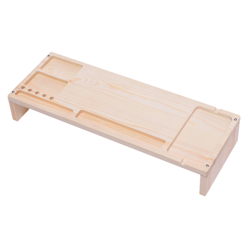 林家小子 实木电脑显示器台式屏幕增高架办公室垫高底座桌面键盘收纳置物架 B1单层【8.4cm】