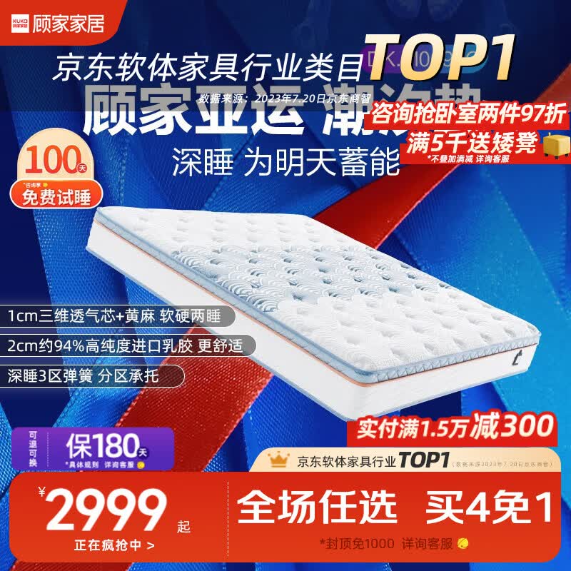 顾家家居（KUKA）M0099C3D床垫 透气排湿快干 亚运透气垫 7天发亚运潮汐垫1.8m怎么看?