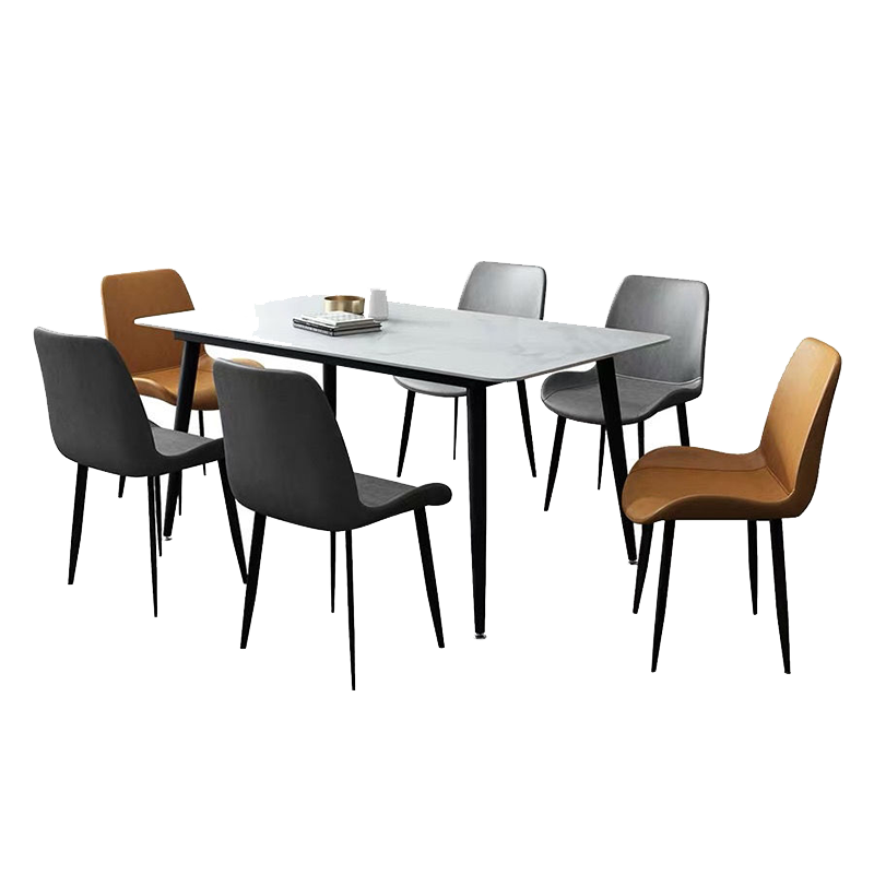 岩板餐桌椅组合意式轻奢大理石饭桌极简北欧长方形桌子现代大中小户型家用吃饭桌子餐厅家具套装 单个餐桌雪山白【1.3*0.7m】