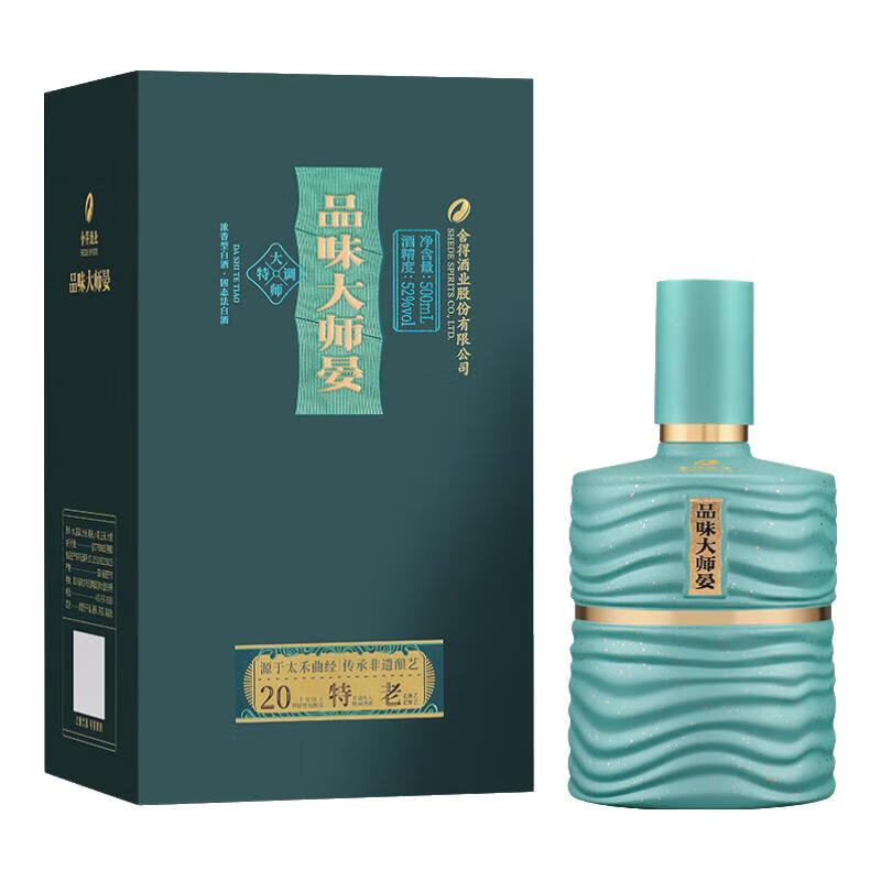 舍得酒 品味大师晏 浓香型白酒 52度 500mL 1瓶 单瓶装（赠礼袋）