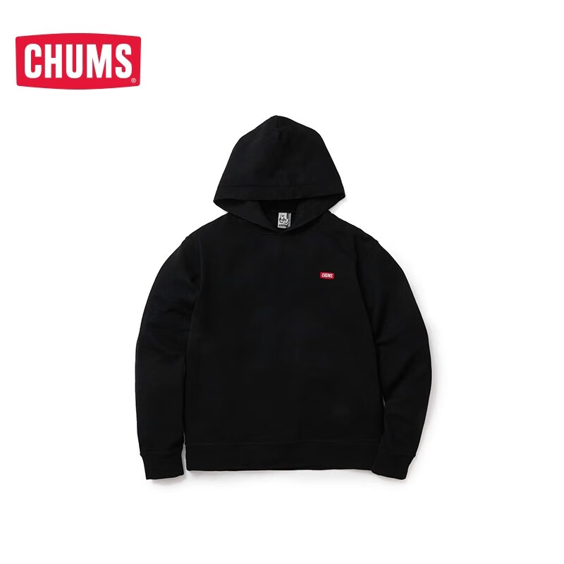 CHUMS洽洽鸟运动连帽卫衣宽松休闲时尚上衣外套情侣款CH00-1406 黑色K001 XL