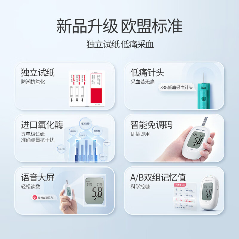 鱼跃鱼跃(YUWELL)血糖仪家用智能免调码语音582血糖测试仪100支单片试纸试条医用级精准血糖仪靠谱吗？体验一说真实感受