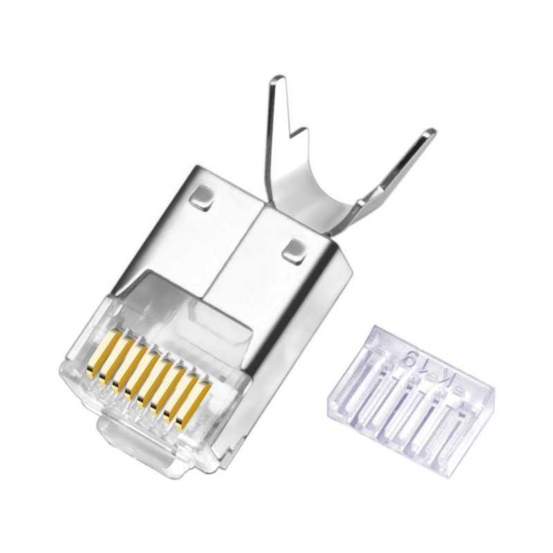 CNCOB六類(lèi)水晶頭兩件尾夾式分體屏蔽工程級鍍金rj45電腦網(wǎng)線(xiàn)接頭cat6類(lèi)水晶頭 10顆/袋 CN-TC6H6B-23AB