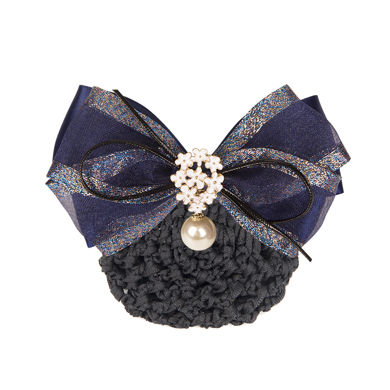 发网女空乘盘头发气质护士工作头花网兜职业韩国蝴蝶结发夹服务员 粗