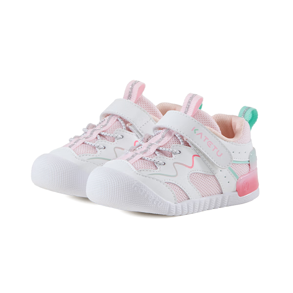 卡特兔宝宝学步鞋春季网眼透气小k盾宝宝鞋防滑软底机能鞋儿童鞋 白粉 24 内长14.5cm  脚长13.6-14.2