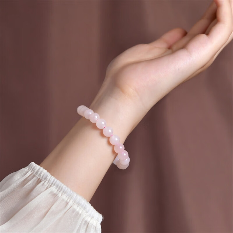 晶之雪藕粉和田玉手串女男青海料玉石串珠手镯珠子散珠玉串手链 珠经约8mm