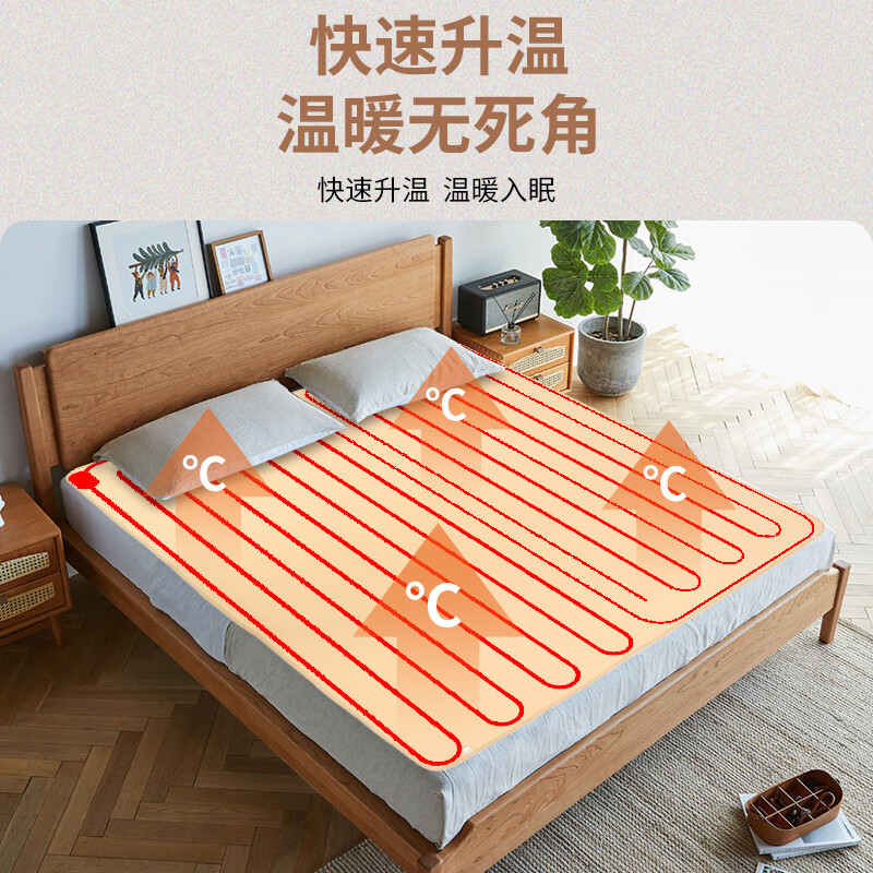 长城 电热毯单双人 学生宿舍单双控小型自动断电快速升温电热暖褥子 智能加厚毛毯绒[大三人2*1.8]