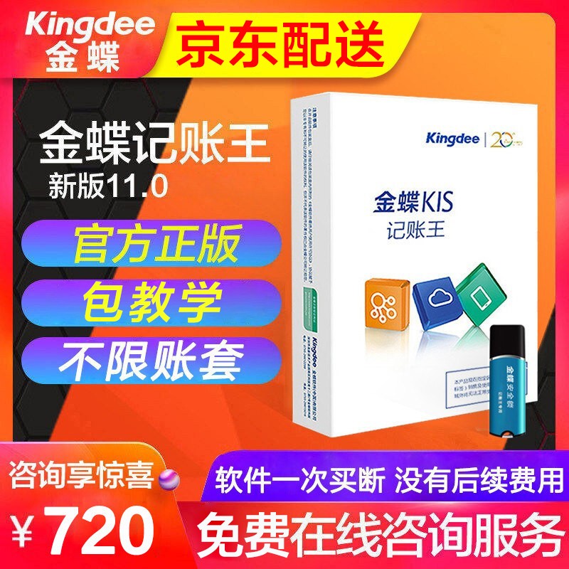 金蝶（kingdee） 金蝶财务软件kis记账王正版做账标准代账务单机版 小企业会计专业系统凭证管理 11.0安全锁【好物低价 限时优惠】