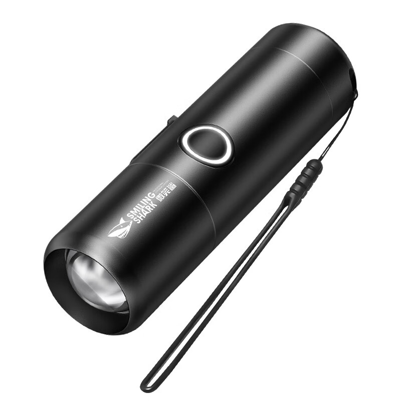 微笑鲨迷你手电筒强光可充电户外远射超亮家用小型便携式多功能激光手电 可拆卸加长款【续航4-6H】