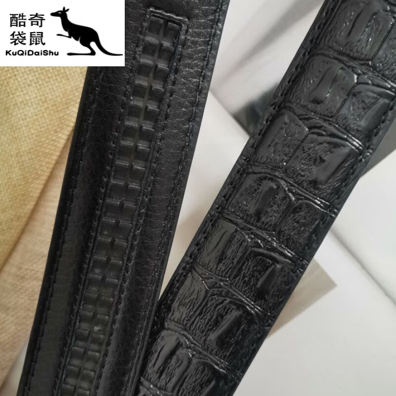 5厘米宽度配自动扣裤带男 鳄鱼纹带身黑色 110厘米(长短可以自己剪)cm