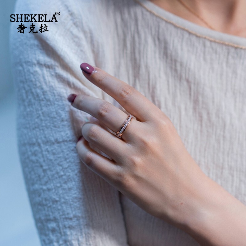 转动戒指女时尚食指戒新款潮网红指环 生日礼物 玫瑰金色美5号(港号9