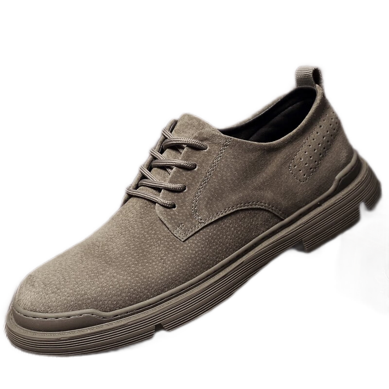 西域駱駝（VANCAMEL）復古馬丁靴男低幫秋季英倫真皮工裝鞋大碼45百搭軟底休閑皮鞋男潮 卡其 42