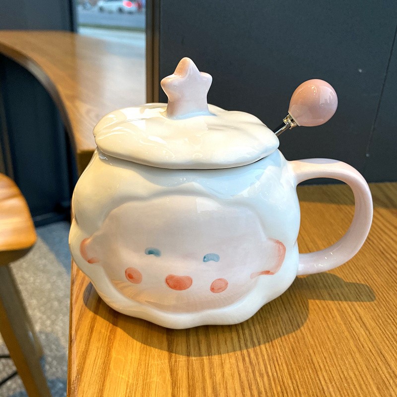 陶瓷水杯方便携带 好看的杯子网红款水杯女陶瓷情侣夏天可爱方便l tr