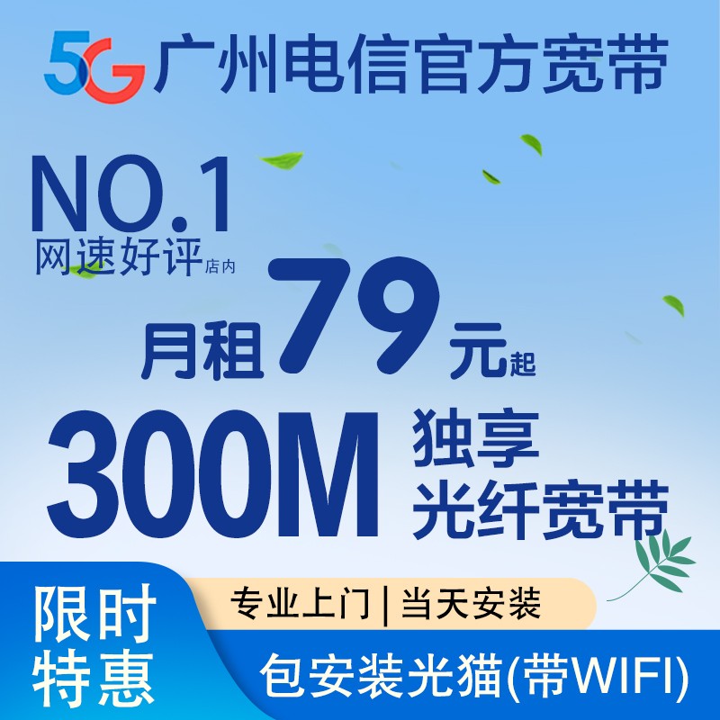 中国电信 【包月】广州电信光纤宽带300M500M宽带新装包