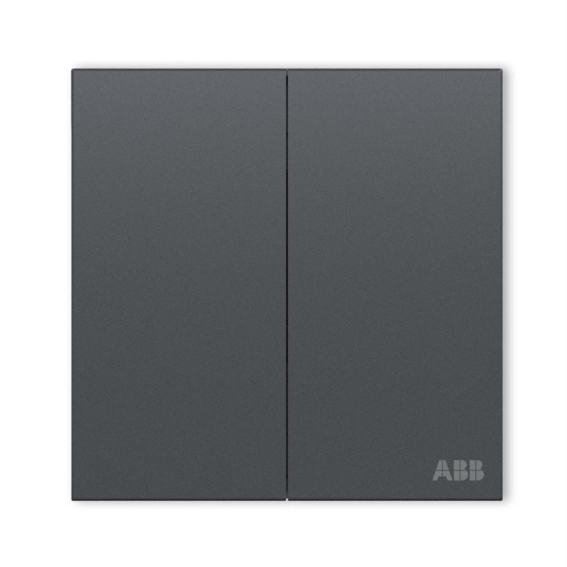 ABB 开关插座面板 盈致系列灰色 无边框纯平大面板开关面板 86型墙壁 双开双控
