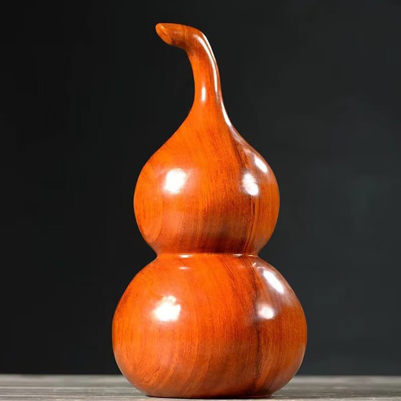 小葫芦摆件 花梨木雕刻宝葫芦手把件木质小物件桌面摆件实木饰品 花梨