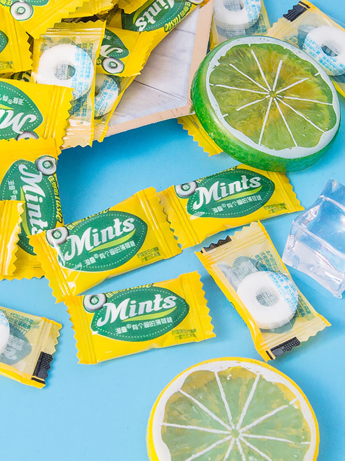隽颜堂澹叠有个圈的柠檬味薄荷糖2500g约1600粒口气清凉糖果酒店商务