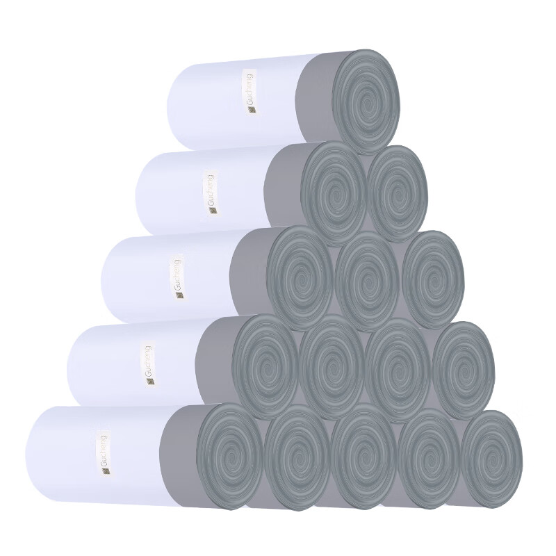 固成（GUCHENG）抽绳垃圾袋双面3.6丝 加厚超厚家用手提式厨房水桶一次性塑料袋 【60*60cm】超大号3卷共60只-雅典白