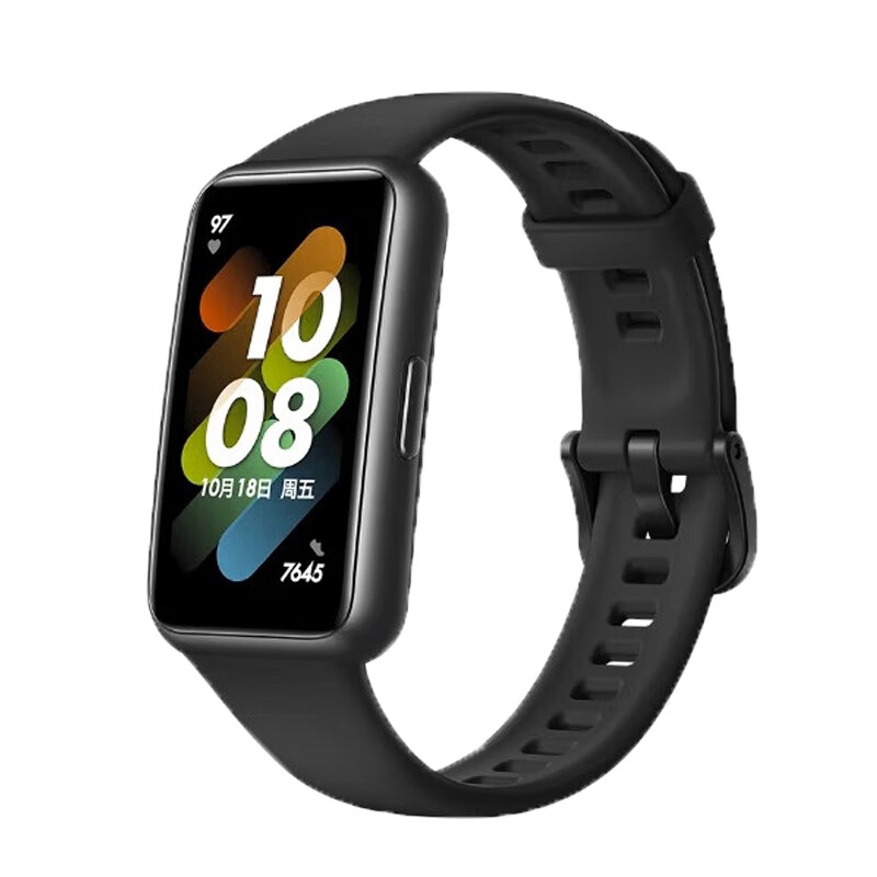华为（HUAWEI） 手环7nfc智能运动手环男女心率睡眠压力健康检测跑步游泳防水计步器 手环7【NFC版】曜石黑