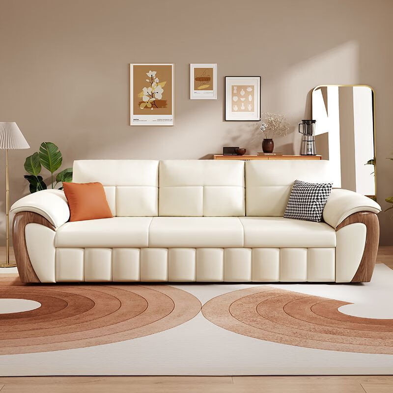 三世桃源小户型高档多功能沙发床坐卧两用伸缩客厅折叠储物现代猫爪皮沙发 五防猫爪皮-米白色 外径1.4米海绵垫+储物箱