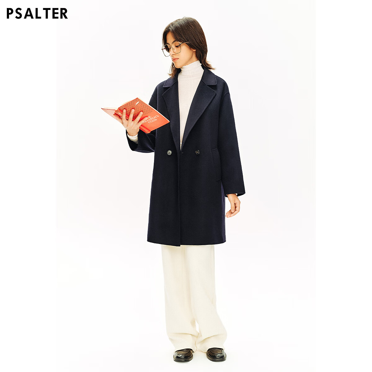 PSALTER诗篇专选冬季【100%绵羊毛】全羊毛简约经典双面呢大衣毛呢外套 藏蓝 M 38 京东折扣/优惠券