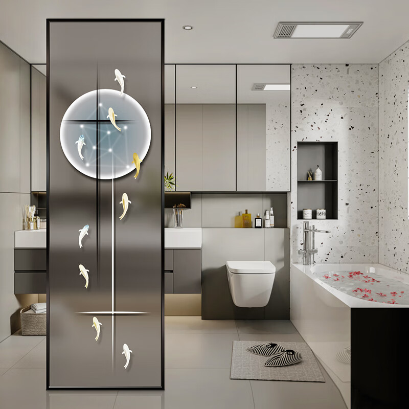 mexueer定制艺术玻璃磨砂客厅屏风隔断进门入户玄关装饰半墙卧室现代